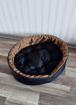 Лежак для собак і кішок 40х50см лежанка для невеликих собак колір чорний з койот6 фото
