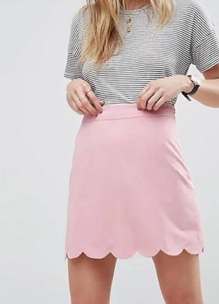 Розовая мини юбка с волнистым подолом от select
