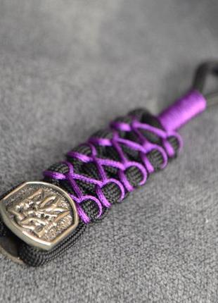 Брелок з паракорду з гербом україни бронза на замовлення будь-який колір плетіння з оплеткою темляк