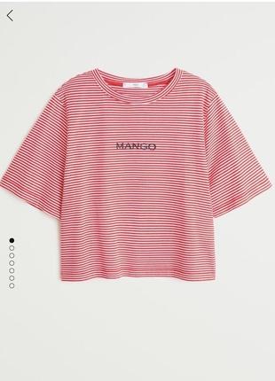 Футболка с логотипом mango оригинал полосатая свободная