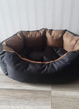Лежак для собак 50х65см лежанка для средних собак черный + койот2 фото