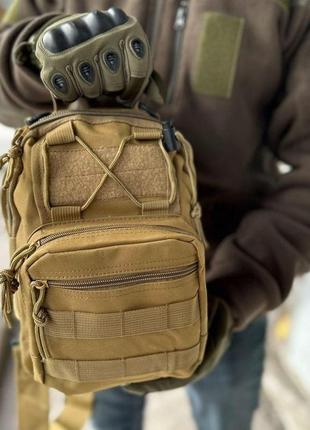 Армейская тактическая нагрудная сумка. тактическая однолямочная сумка койот3 фото