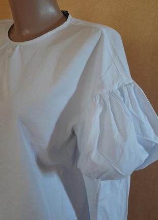 Шикарная блузa в бело-голубом цвете рукав-фонарик от zara3 фото