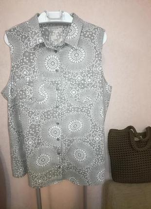 Красивая бежевая льняная блуза рубашка m&co, р.16/18