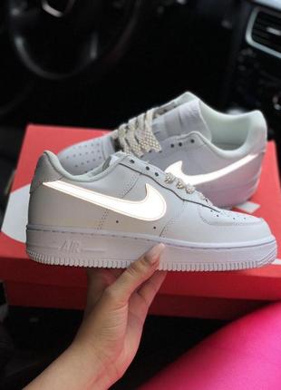 Кроссовки женские  nike air force 1 low 3m static reflective "white/wolf grey"