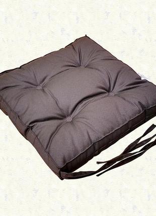 Подушка на стілець із зав'язками 40х40 см - коричневий