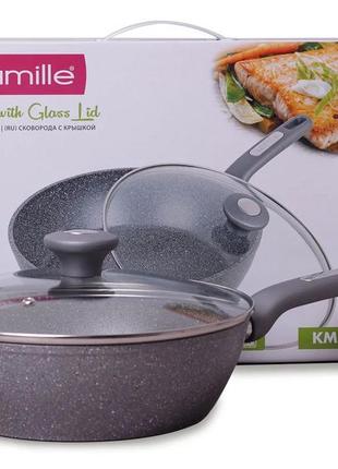 Сотейник kamille из литого алюминия с гранитным покрытием и крышкой 24 см km 4275gr