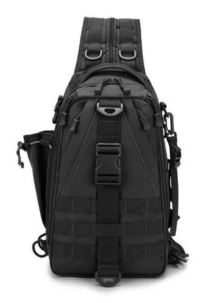 Черная тактическая сумка-рюкзак, борсетка армейская.2 фото