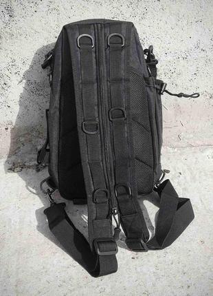 Черная тактическая сумка-рюкзак, борсетка армейская.6 фото