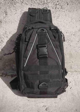 Черная тактическая сумка-рюкзак, борсетка армейская.7 фото