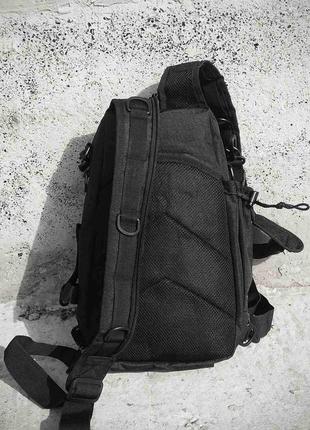 Черная тактическая сумка-рюкзак, борсетка армейская.8 фото