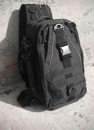 Черная тактическая сумка-рюкзак, борсетка армейская.4 фото