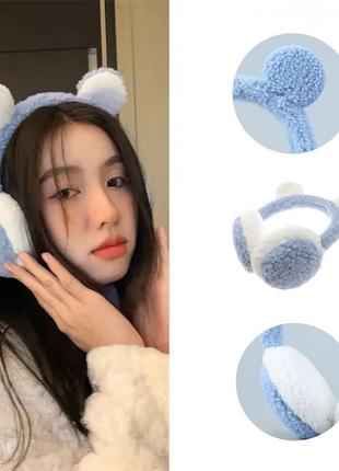Теплі хутряні навушники для дітей блакитні