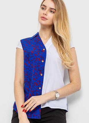 Блуза з принтом, колір електрик, 230r99-11