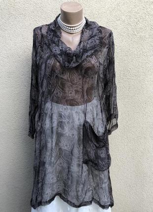 Шёлковая блуща-туника(платье)the masai,,пляжная рубаха,,разлетайка