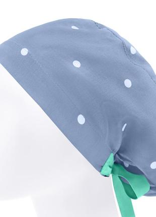 Медицинская шапочка шапка женская тканевая хлопковая многоразовая принт горохи3 фото