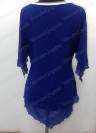 Lily m-339 marko синяя пляжная туника платье накидка парео микросетка3 фото