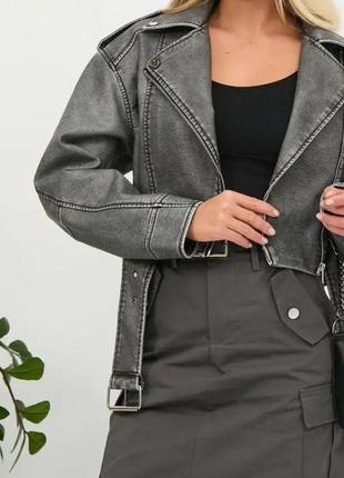 Женская куртка косуха короткая из экокожи.тренд  2024. есть размеры.9 фото
