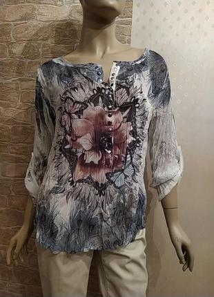 Воздушная вискозная жатая блуза рубашка made in italy