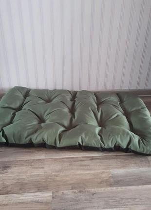 Лежак для собак 63х105см лежанка матрац для великих порід двосторонній колір хакі з чорним4 фото