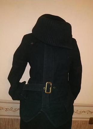 Джинсова, чорна куртка з великим в'язаним коміром на кнопках.1 фото