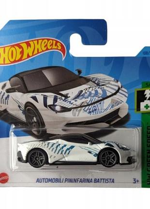 Машинка хот вілс 1:64 autommobili pininfarina battista колекція hw green speed hot wheels mattel hkk22