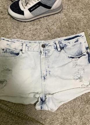 14/л/42 модные светлые высокие джинсовые короткие шорты с рваностями дырками8 фото