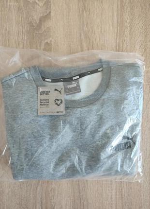 Оригинальный puma ess crew sweat sn99 med grey свитшот мужской, кофта7 фото