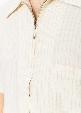 Рубашка мужская в полоску, цвет бежево-коричневый, 167r9575 фото