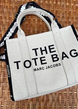 Женская сумка marc jacobs tote mj марк джейкобс большая сумка шопер на плечо легкая текстильная сумка8 фото