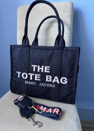 Женская сумка marc jacobs tote mj марк джейкобс большая сумка шопер на плечо легкая текстильная сумка1 фото