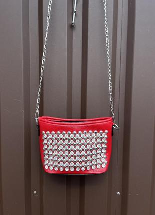Sale❗️сумочка со стразами новая женская красная