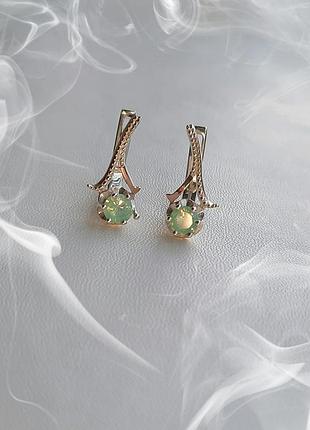 🛍 сережки срібло золото опал імітація