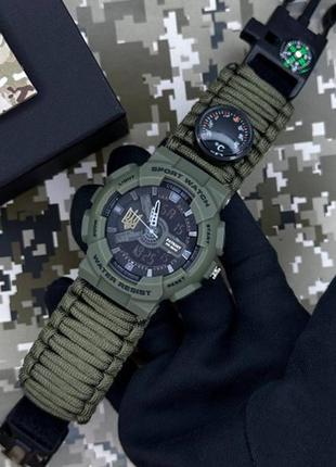 Годинник наручний patriot 005 тризуб золото army green паракордовий ремінець army green + коробка.2 фото