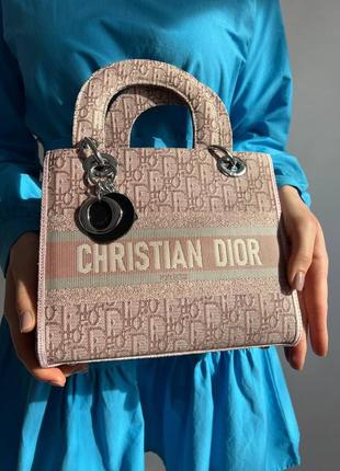 Жіноча сумка dior lady d-lite діор маленька сумка-шопер на плече красива, легка, текстильна сумка