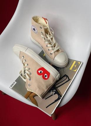 Кеди converse x comme des garcons play high top beige5 фото