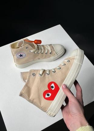 Кеди converse x comme des garcons play high top beige