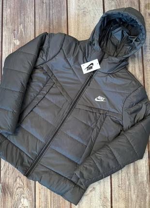 Куртка мужская демисезонная hyperdunk nike черная весенняя стеганая с капюшоном курточка найк весна короткая s-xxl3 фото