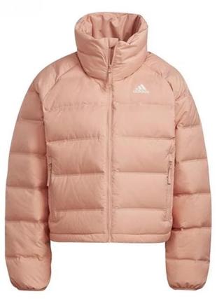 Нежно персиковая куртка пуховик демисезонная adidas1 фото