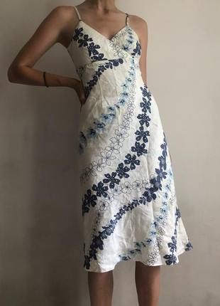 Льняное платье сарафан в цветы2 фото