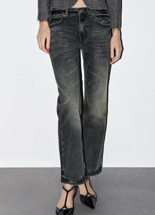 Джинсы zara denim slim fit - straight leg укороченные