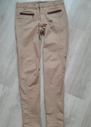 Коттоновые брюки с кожаными вставками zara2 фото