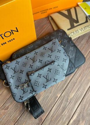 Чоловічі сумка louis vuitton trio messenger monogram eclipse s0577 фото