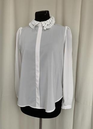 Блуза барышня с кружевным воротничком винтаж2 фото