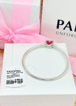 Серебряный браслет pandora "сияющее сердце"7 фото