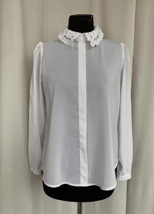 Блуза панночка з мереживним комірцем вінтаж