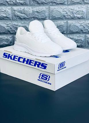 Женские кроссовки skechers белые текстиль кроссовки скечерс жіночі кросівки скечерс