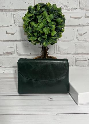 Невеликий шкіряний зелений гаманець