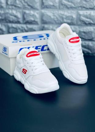 Женские кроссовки skechers белые текстиль кроссовки скечерс жіночі кросівки скечерс