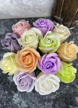 Шикарный подарок! 13 роз! букет из мыльных роз, мыльные розы, роза в шляпной коробке1 фото